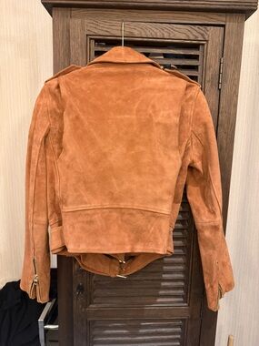 Sandro Suede Moto Jacket in cognac